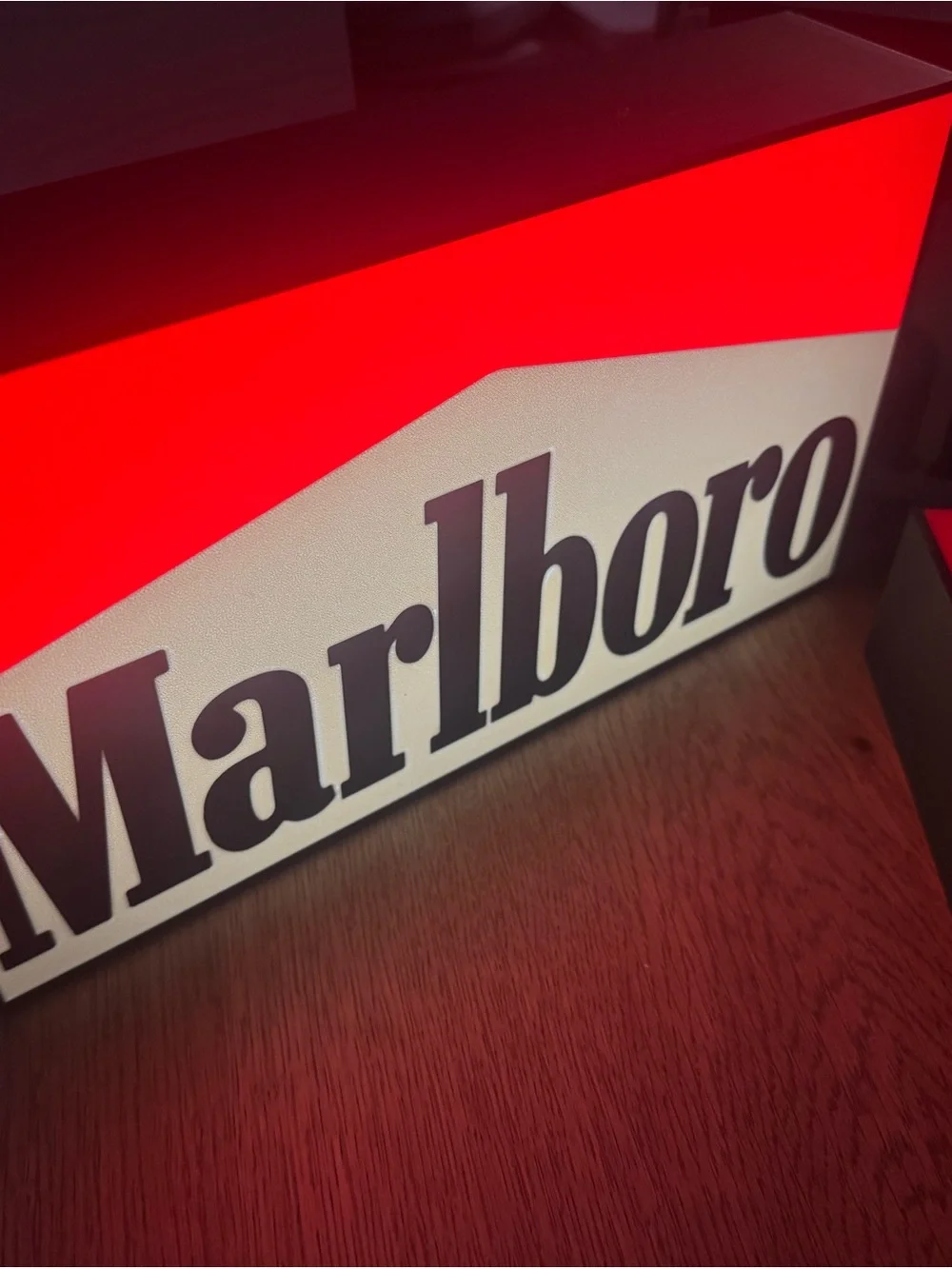 Red and White Illuminated‎ Logo Panel